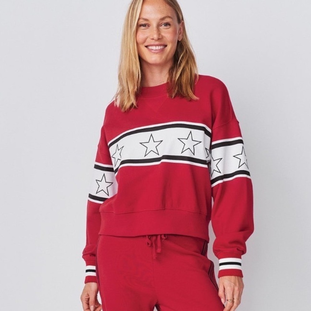Sundry Stars Oversized Popover Sweatshirt Vintage Red Cotton Terry Loungewear S